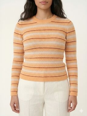 A.L.C Milo Ribbed Knit Cropped Sweater Stripe Slim Fit Size S